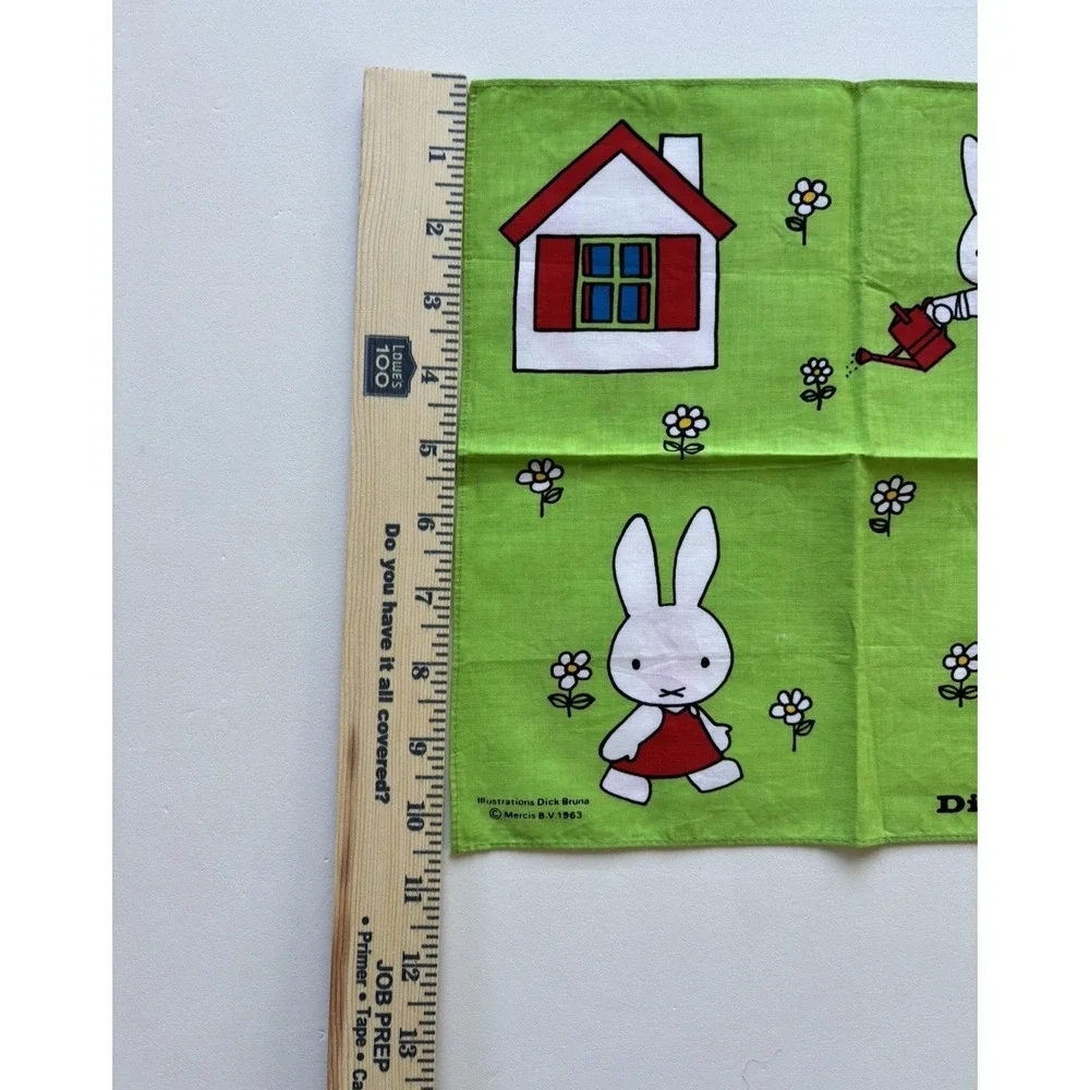 Vintage 1963 MIFFY DICK BRUNA Napkins Handkerchiefs, set of 2 Japanese Cotton